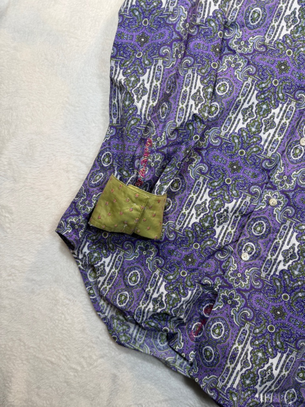 Robert Graham Dress Shirt Mens Size Large Purple Paisley Eclectic 70s All over P - Picture 3 of 11